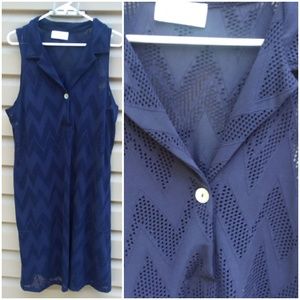 J Valdi Sz Med Lg Navy Blue Cover up Swimsuit